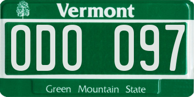 VT license plate ODO097