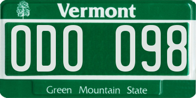 VT license plate ODO098