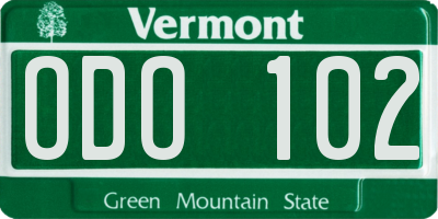 VT license plate ODO102