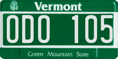 VT license plate ODO105