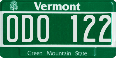 VT license plate ODO122