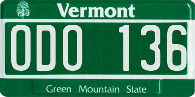 VT license plate ODO136