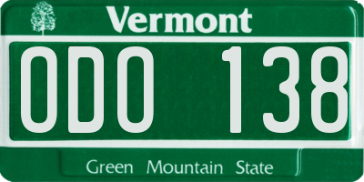 VT license plate ODO138