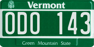VT license plate ODO143