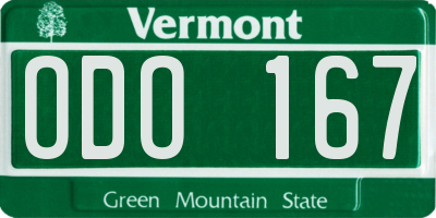 VT license plate ODO167