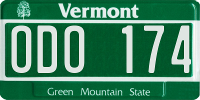 VT license plate ODO174