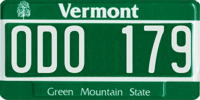 VT license plate ODO179