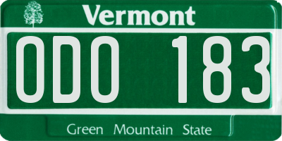 VT license plate ODO183