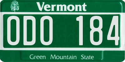 VT license plate ODO184