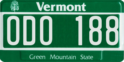 VT license plate ODO188