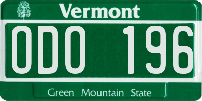 VT license plate ODO196