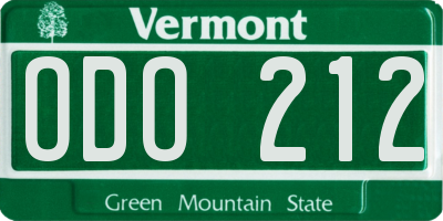 VT license plate ODO212