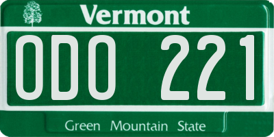 VT license plate ODO221