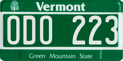 VT license plate ODO223