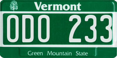 VT license plate ODO233