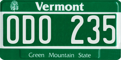 VT license plate ODO235