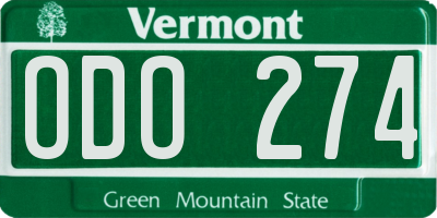 VT license plate ODO274