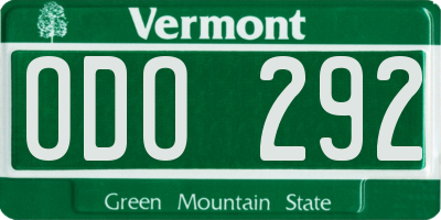 VT license plate ODO292