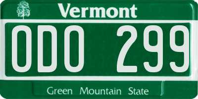 VT license plate ODO299
