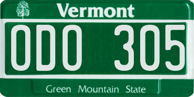 VT license plate ODO305