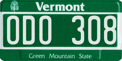 VT license plate ODO308
