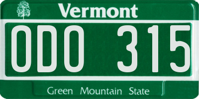 VT license plate ODO315