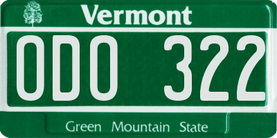 VT license plate ODO322