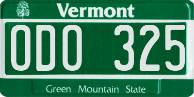 VT license plate ODO325
