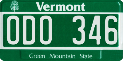 VT license plate ODO346