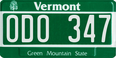 VT license plate ODO347