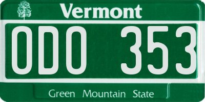 VT license plate ODO353