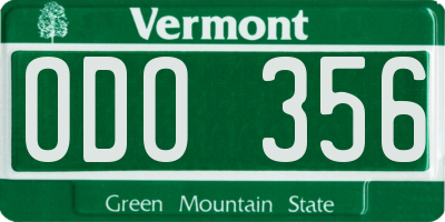 VT license plate ODO356