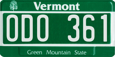 VT license plate ODO361