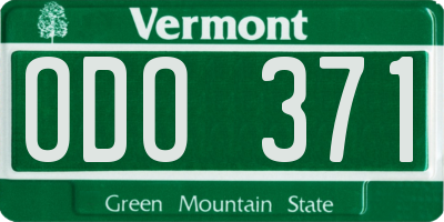 VT license plate ODO371