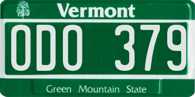 VT license plate ODO379