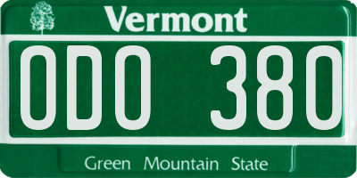 VT license plate ODO380