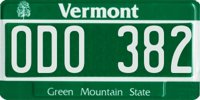VT license plate ODO382