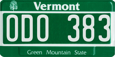 VT license plate ODO383