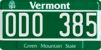 VT license plate ODO385