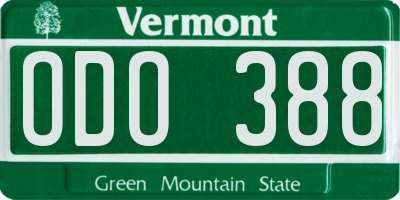 VT license plate ODO388