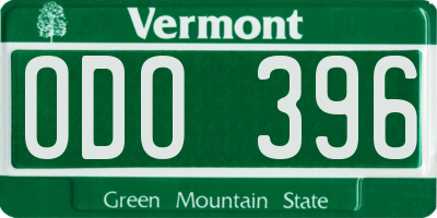 VT license plate ODO396