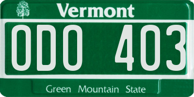 VT license plate ODO403