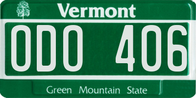 VT license plate ODO406