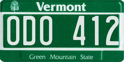 VT license plate ODO412