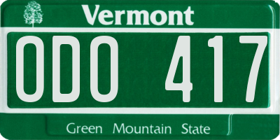 VT license plate ODO417