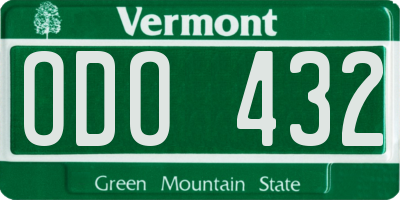 VT license plate ODO432