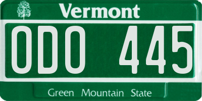 VT license plate ODO445