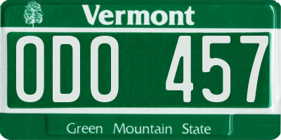 VT license plate ODO457