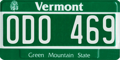 VT license plate ODO469