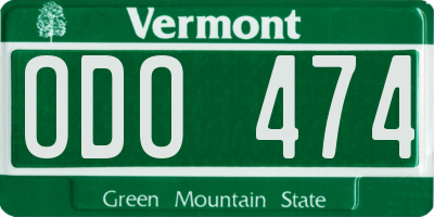 VT license plate ODO474